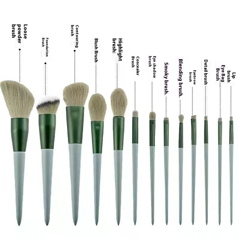 13 PCs Purpleflower Holly Leaf Makeup Brushes - NUA BELLA