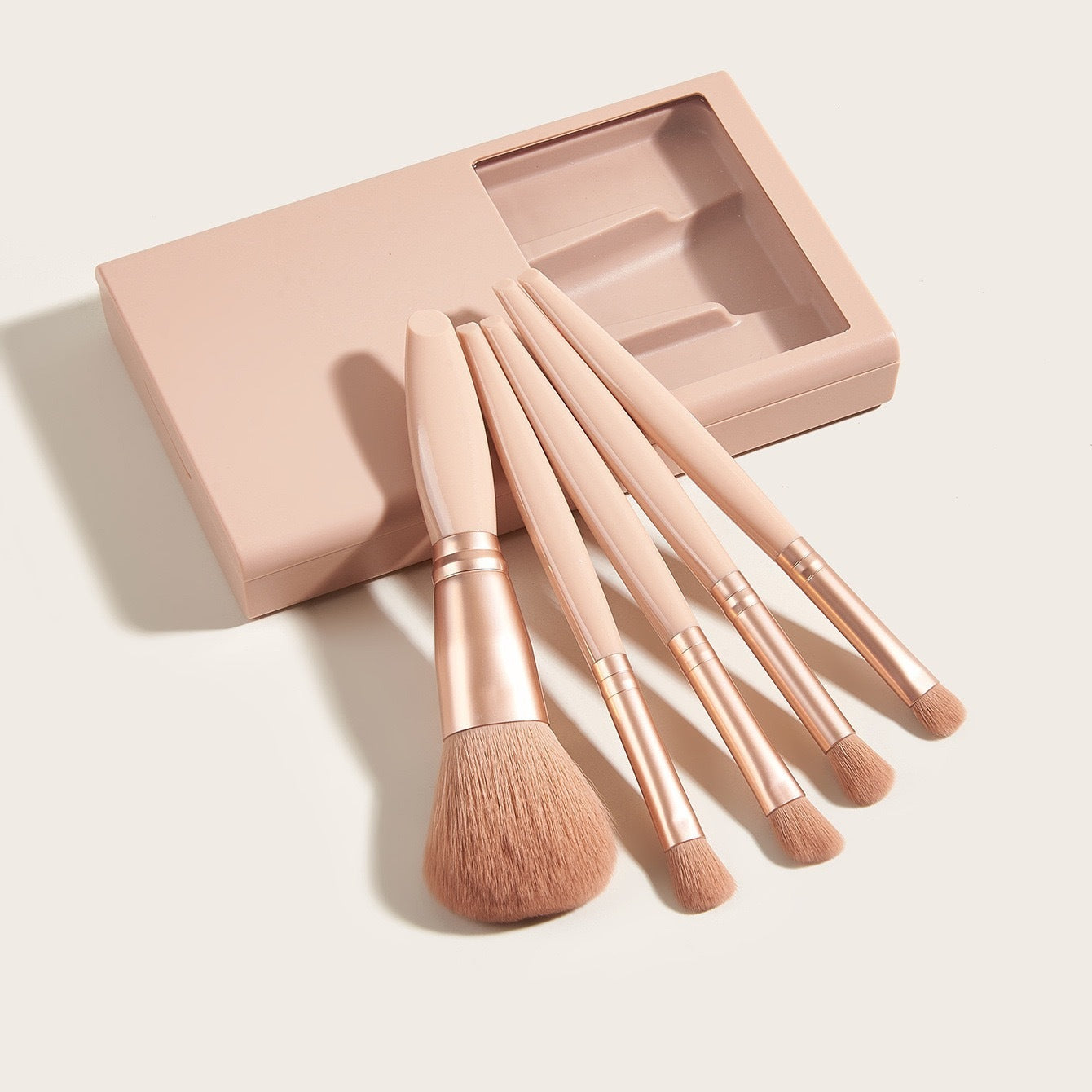 5 PCs Makeup Brushes With Mirror Travel Set - NUA BELLA