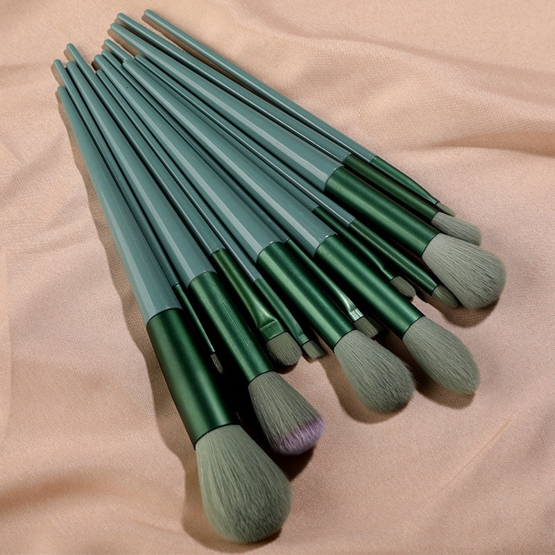 13 PCs Purpleflower Holly Leaf Makeup Brushes - NUA BELLA