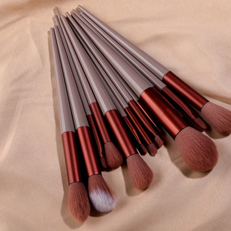 13 PCs Purpleflower Holly Leaf Makeup Brushes - NUA BELLA