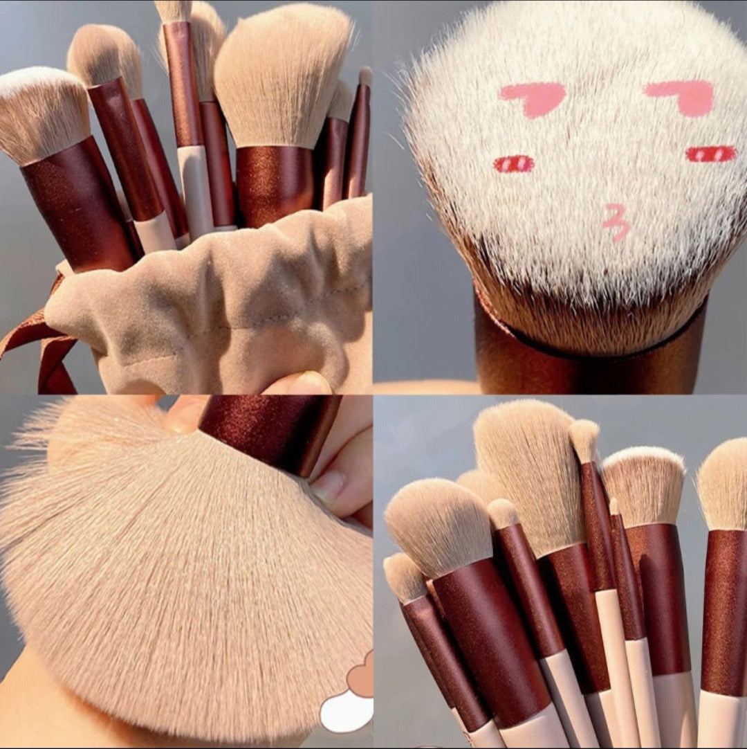 13 PCs Purpleflower Holly Leaf Makeup Brushes - NUA BELLA
