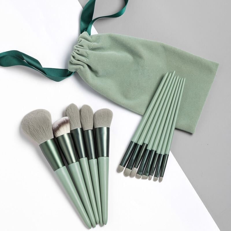 13 PCs Purpleflower Holly Leaf Makeup Brushes - NUA BELLA