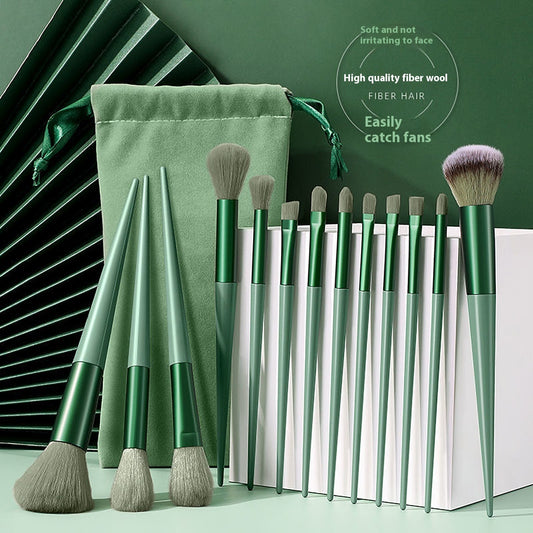 13 PCs Purpleflower Holly Leaf Makeup Brushes - NUA BELLA 